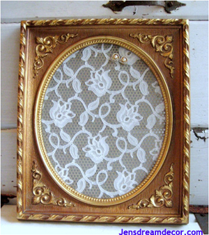 Lace from wedding dress framed