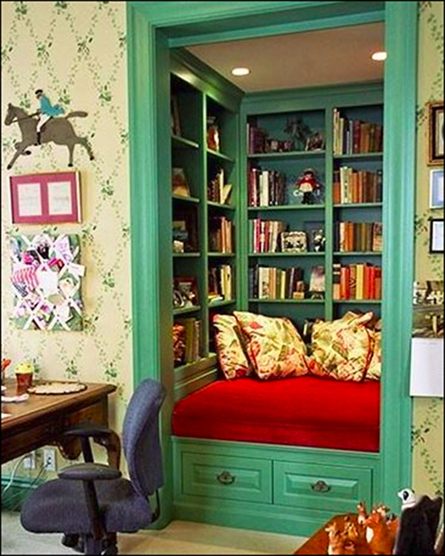 Turn an extra closet into the coziest of libraries!