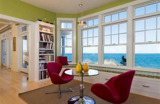 A sophisticated readers lounge with a view.