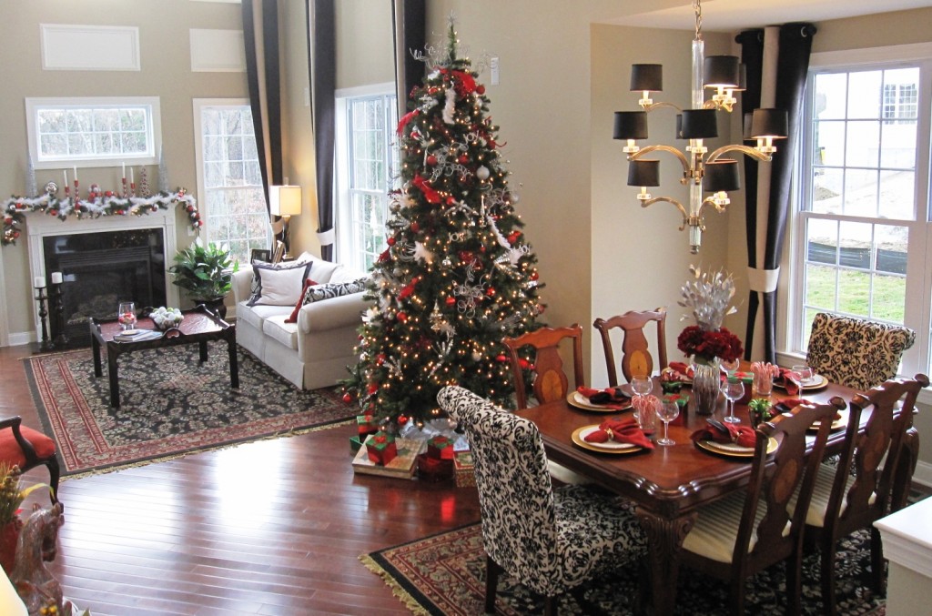 Home decorated for the holidays by PJ & Company Staging and Interior Decorating