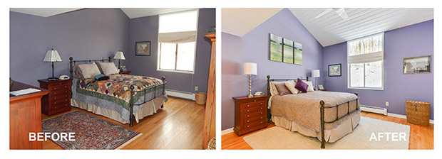 Master Bedroom of Home Staged By PJ & Company Staging and Interior Decorating