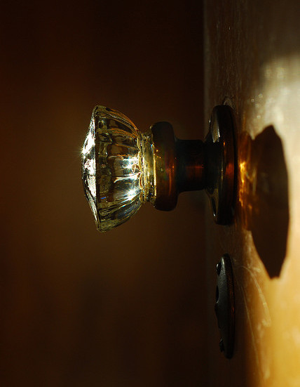 gorgeous doorknob with light shining through