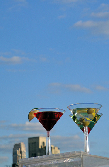 metropolitan museum of art rooftop martini bar display martinis
