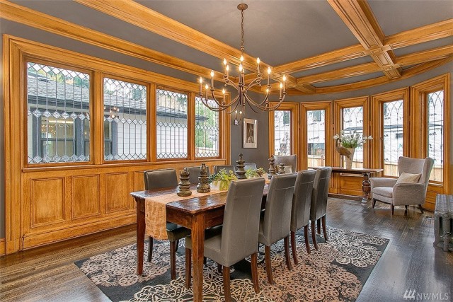 The wood detailing, bright windows and beautiful gray color palette make this a unique space to share a meal. The dining room is only one of the magnificent rooms in this Mercer Island, WA home listed by Don Samuelson with Coldwell Banker BAIN.