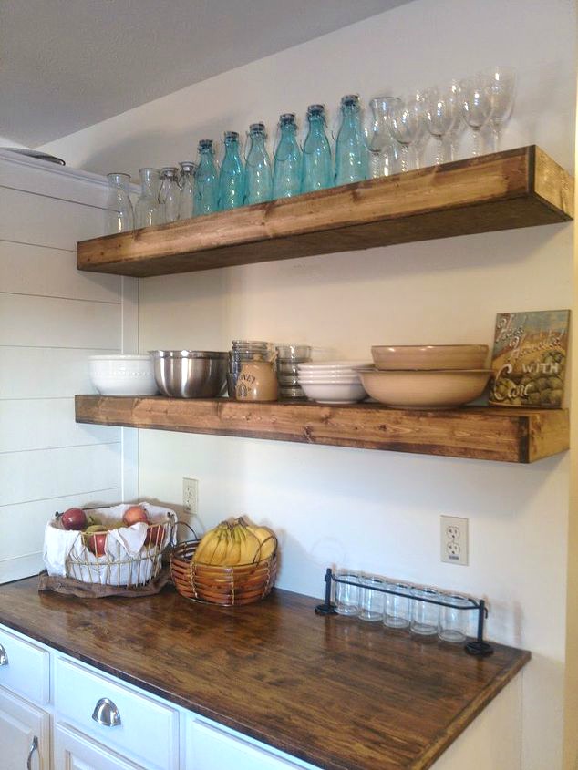 Put up inexpensive shelves for bulky items