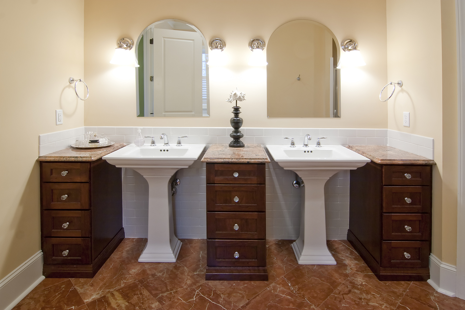 double sinks in luxury bathroom